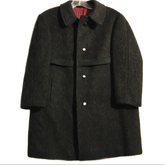 Hochland wool coat gray green red inner lining 146 - Picture 1 of 8